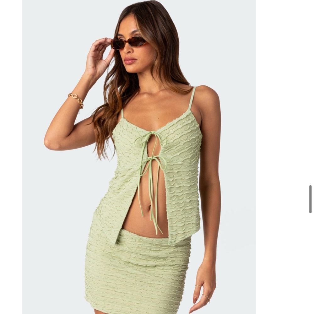 Edikted Green Textured Women's Top